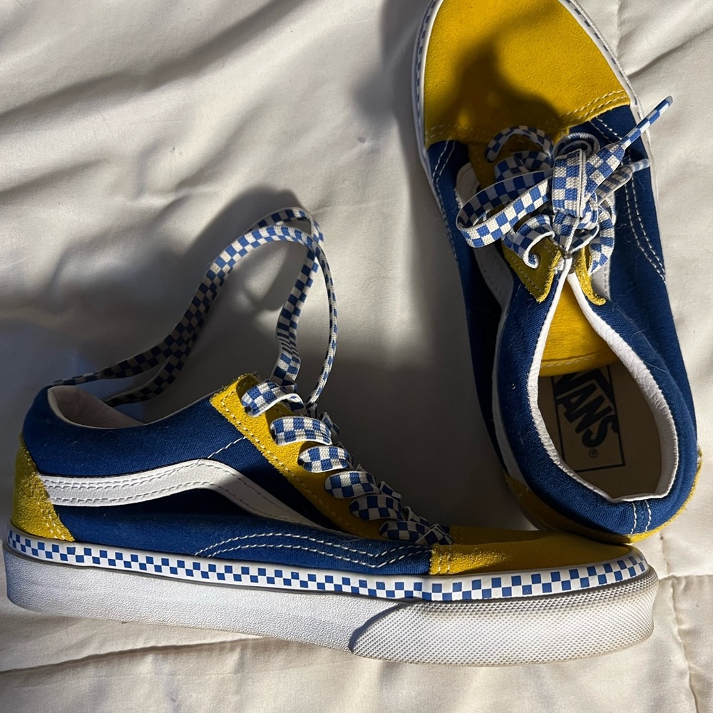 Blue and Yellow In Store Custom Vans